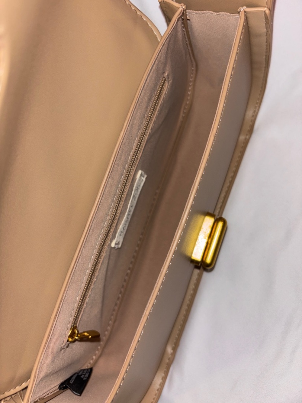 Rachel Zoe Beige-Tan Shoulder Bag with Gold Turn-Lock - Picture 5 of 5